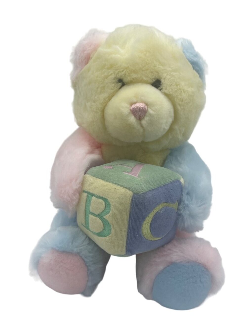 Aurora Baby Musical ABC Plush Bear Pastel Colorblock Stuffed Animal